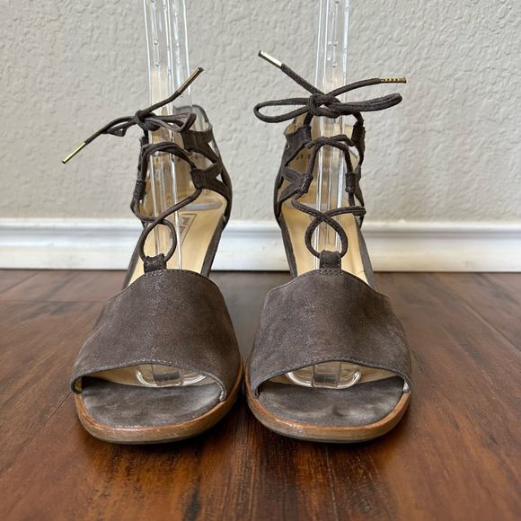 PAUL GREEN Marsha D’Orsay Lace Up Heeled Sandal in Taupe Leather - Picture 4 of 11